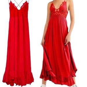 NWT Free People Adella Maxi Slip Dress crochet Lace Size Medium Christmas Party
